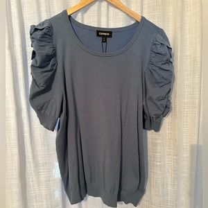 Express Knit Sweater with Ruffle Puff Sleeve Size XL